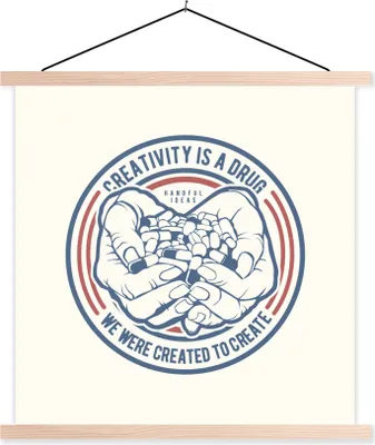 Produktbild von MuchoWow® Textilposter Kreativ - Zitate - Vintage 40x40 cm mit holzfarbenen Rahmen - Posterleiste