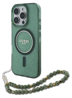 Immagine prodotto di Guess Iml Glitter con cinturino perlato Custodia Magsafe per Iphone 16 Pro Max - Verde