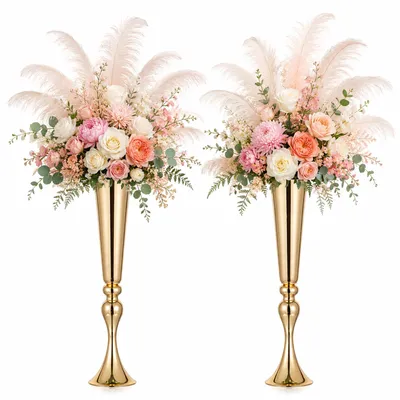 2er-Set Trompetenvasen Gold Metall 55,5 cm