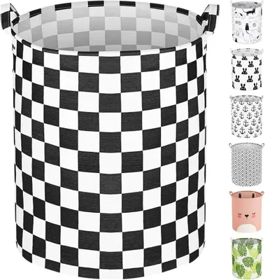 Image de Panier à linge pliable, cylindrique, de 40 x 50 cm, résistant à l'eau, avec une poignée, idéal pour la salle de bain