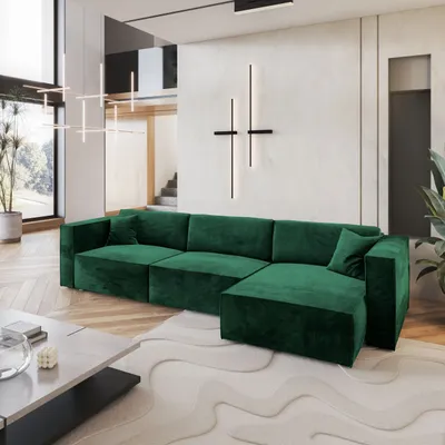 Produktbild von Masseno Ecksofa TOLMO M mit Schlaffunktion L-Form, Sofa mit Bettkasten, Wohnzimmersofa, Couch, Soffa, Bettsofa, Couchgarnitur- Grün, MONOLITH 37