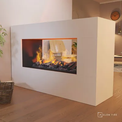 Produktbild von GLOW FIRE Elektrokamin 'Konsalik1000' | Wasserdampf Kamin mit OMC 1000 inkl. Holz in weiß als Raumteiler | HxBxT: 100x160x50 cm