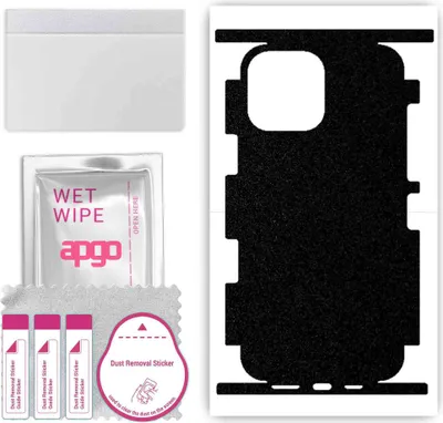 Produktbild von apgo Rückseite + Seiten Schutzfolie, Skin, kompatibel mit Apple iPhone 13 Pro Max, Hinten Displayschutzfolie aus Vinylfolie, kratzfest, einfache Montage - Mattschwarz