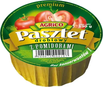 Produktbild von Agrico "Pasztet" Geflügel-Brotaufstrich mit Tomate 130g