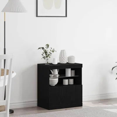 Produktbild von vidaXL LED-Sideboard Schwarz 60,5 x 37 x 67 cm Holzwerkstoff