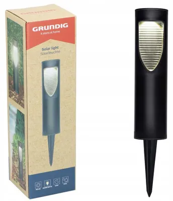 Produktbild von Grundig Schwarze Solar Gartenlampe Erdspieß Warmweiß