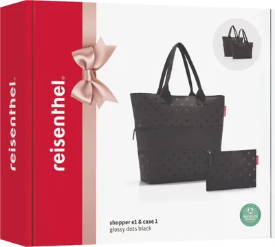 Produktbild von reisenthel shopper e1 glossy dots black Set2