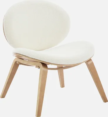 Produktbild von sweeek - Relaxsessel mit gebogenem Holz und strukturiertem Bouclé-Bezug - Eichenfarben