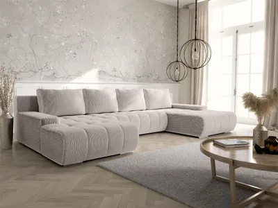 Produktbild von Wohnlandschaft Sofa mit Schlaffunktion VOGAR Stoff Poso Creme