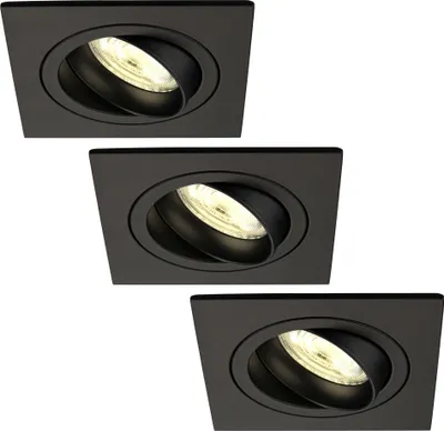 Produktbild von Ledvion LED Einbaustrahler 3er Set Schwarz 3W dimmbar Warmweiss