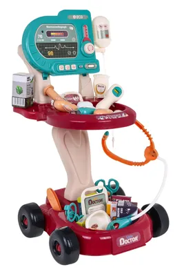 Immagine prodotto di Set medico per bambini 3+ carrello + pannello ECG 24 pz. cardiologo, dentista, ortopedico, infermiere