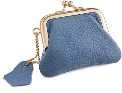 Produktbild von Klein blaues Leder-Clutch-Portemonnaie, vintage Stil.