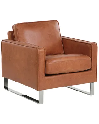 Produktbild von BELIANI Sessel Goldbraun Polsterbezug Lederoptik Edelstahl Dicke Sitzfläche Retro-Stil Wohnzimmer