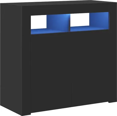 Produktbild von vidaXL Sideboard mit LED-Leuchten Schwarz 80x35x75 cm