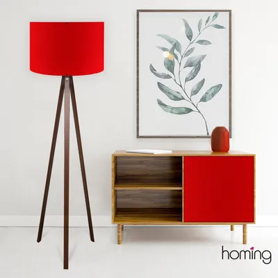 Image de Opviq, AYD - 2214, Lampadaire, rouge, MDF, 38 x 38 x 140 cm