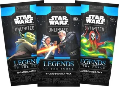 Produktbild von Star Wars: Unlimited – Legends of the Force 3er Booster Pack – Trading Card Game – 16 Karten pro Booster – Englisch+ Heartforcards® Versandschutz