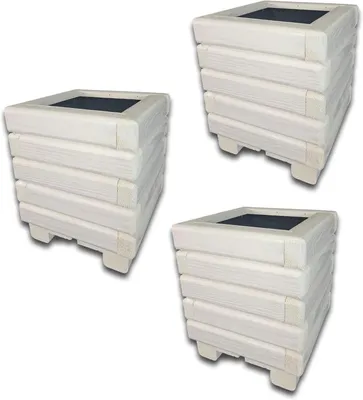 Produktbild von HolzGarden 3 Stück Set Pflanzkübel Holz Rechteckig 25x30x25 cm Imprägniert Farbe Weiss Wetterfest Blumenkasten Blumentopf