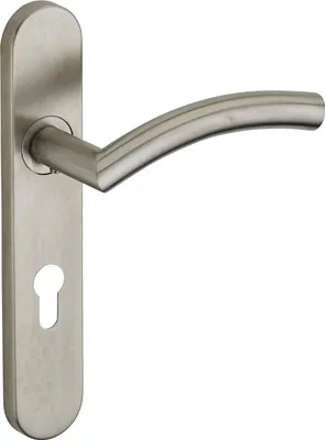 Immagine prodotto di Set di maniglie per porta d'ingresso Ouranus, foro per cilindro, quadro 7 mm, interasse 195 mm, acciaio inox spazzolato - THIRARD