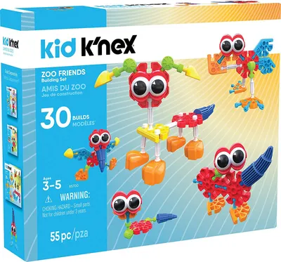 Produktbild von K'NEX 34492 - Bau- und Konstruktionsspielzeug Set Zoo Friends, Baukasten Tierpark Freunde mit 55 Teilen, Konstruktionsset für 30 verschiedene Modelle, Kid K-Nex Bauset für Kinder von 3 bis 5 Jahre