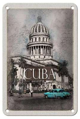 Produktbild von Blechschild Reise 12x18cm Cuba Karibik Gemälde Oldtimer Dekoration