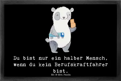 Produktbild von Mr. & Mrs. Panda Outdoor-Matte Berufskraftfahrer Herz 40 x 60 cm - Schwarz - Geschenk, Fussmatte, Bodenvorleger, fußmatte, Schmutzmatte, Schmutzfangteppich