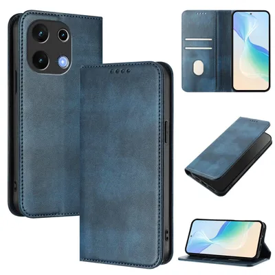 Produktbild von Handyhülle für Umidigi Note 100, Vintage Leder RFID Schutz Kartenfach Standfunktion Magnetische Klapphülle Blau