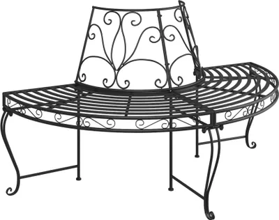 Zdjęcie produktu dla vidaXL Półokrągła ławka pod drzewo Ø160 cm stal czarna
