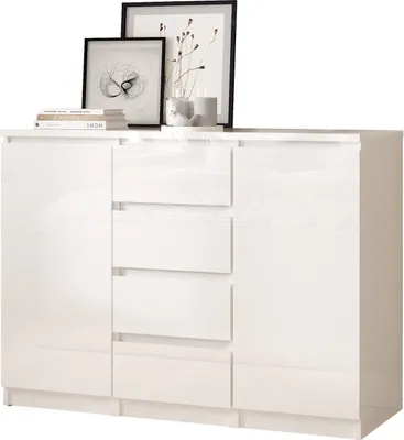 Produktbild von Sideboard Anrichte 121 cm weiß hochglanz - NAIA - Die Möbelfundgrube