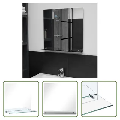 Produktbild von The Living Store Wandspiegel mit Regal 50×50 cm Hartglas