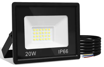 Immagine prodotto di Eikuavons, faretto LED da esterno, 20W, grado di protezione IP66, angolo di illuminazione 120°, luce bianca fredda 6000K, cavo di 1 metro senza spina, confezione da 10 pezzi