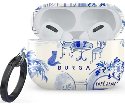 Produktbild von Schutzhülle für AirPods Pro 3, Burga Sobremesa, Weiß mit Blauem Muster