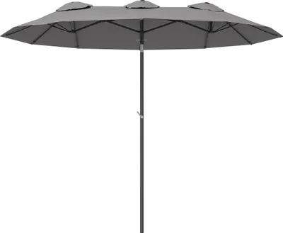 Image de Parasol de jardin - Parasol double - 295 × 152 × 222 cm - Inclinaison 45° - Manivelle - Gris