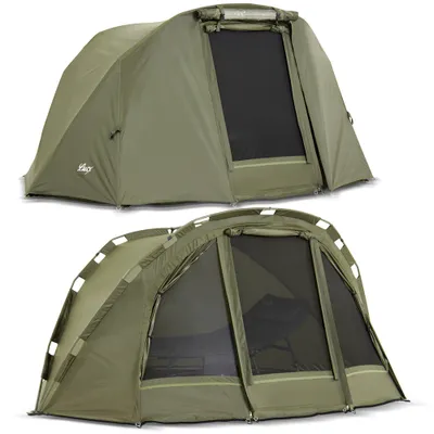 Produktbild von Lucx Puma Bivvy Angelzelt für 1 Mann – wasserdichtes Karpfenzelt mit Überwurf (Winterskin), herausnehmbarer Bodenplane & 10.000 mm Wassersäule