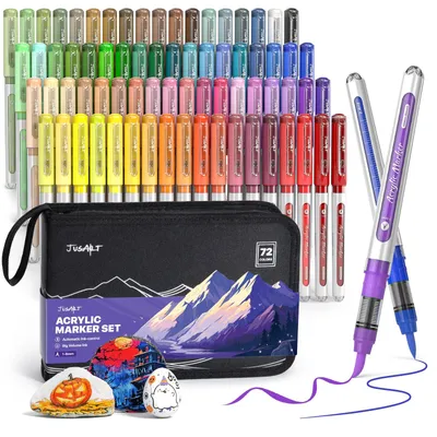 72 Acrylmarker-Stifte, Pinselspitze, wasserfest, inkl. Tasche