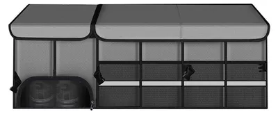 Obrázek produktu pro Organizér do kufru, vyrobený z Oxfordové tkaniny, velikost XL, šedá barva, rozměry 90x30x35 cm, voděodolný, skládací, s odnímatelnou přepážkou
