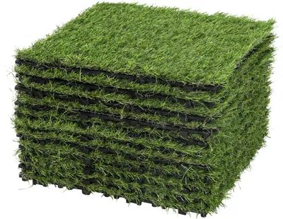 Obrázek produktu pro ISOISL Umělá tráva, klikací dlaždice, 30x30 cm, 11 kusů (1 m²) – Dlaždice pro terasy a balkony s drenážním systémem, realistickým vzhledem a snadnou montáží, vhodné pro použití uvnitř i venku