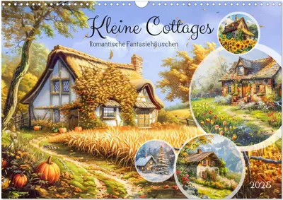 Produktbild von Kleine Cottages - Romantische Fantasiehäuschen (Wandkalender 2025 DIN A3 quer), CALVENDO Monatskalender