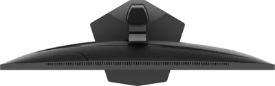 Top view of a black computer monitor stand.