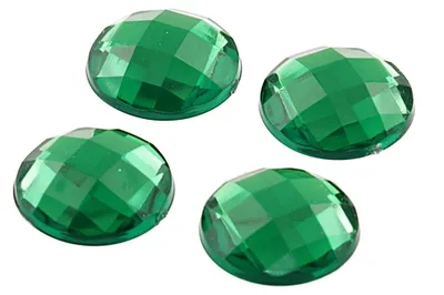 Produktbild von Vintageparts 10 facettierte Acrylcabochons in Grün, 16 mm