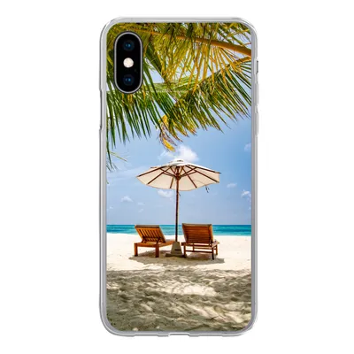 Produktbild von MuchoWow® Handyhülle Schutzhülle Hülle für iPhone X Strand - Strandkorb - Sonnenschirm Silikon Softcase Handy Hülle - Handyhülle