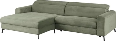 Produktbild von KAWOLA Sofa LAISKA Ecksofa Cord olivgrün Longchair links