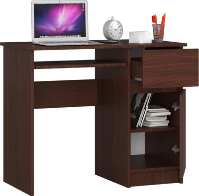 Produktbild von Computertisch 90 cm | Schreibtisch | mit Tastaturauszug mit Stauraum