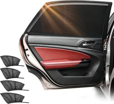 Produktbild von Sonnenschutz Auto Baby, 4 Stück Sonnenschutz Auto Seitenscheibe, UV Schutz Hitzeschutz Autofenster Sonnenschutz, Universal Sonnenblende Auto Netz
