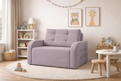 Produktbild von MOEBLO Kindersofa PORTO 120 – Schlafsessel Sofa Sessel Jugendsofa Schlafsofa 2-Sitzer Gästebett mit Schlaffunktion und Bettkasten - Hellrosa (BRAGI 91)