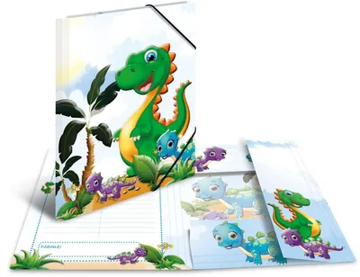 Produktbild von Sammelmappen A4 Karton Dinos Packung mit 3 Stück