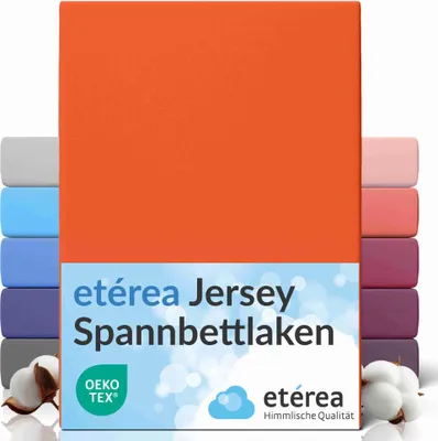 Produktbild von Jersey Spannbettlaken 200x220 cm, 100% Baumwolle Bettlaken Spannbetttuch 200x220 cm - Orange