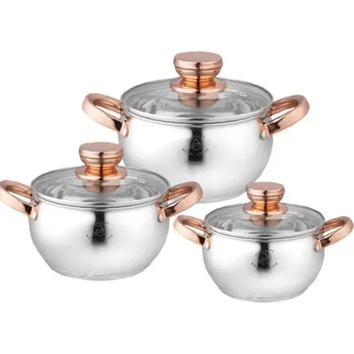 Produktbild von Kochtopfset 6-teilig Edelstahl mit Glasdeckeln Für Induktion Gas & Elektro 20/24/28 Royal Swiss