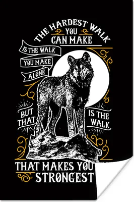 Produktbild von MuchoWow® Poster Wolf - Retro - Briefe - Zitat 20x30 cm - Papierdruck