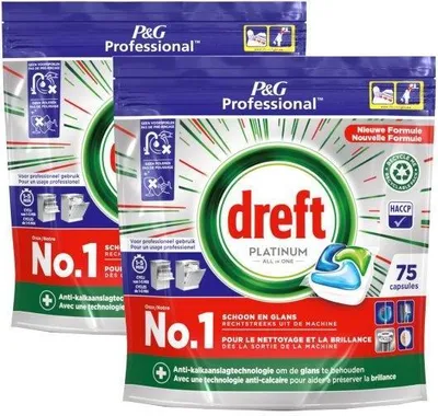 Immagine prodotto di Pastiglie per lavastoviglie Dreft Platinum Regular All in 1 - 2 x 75 pastiglie