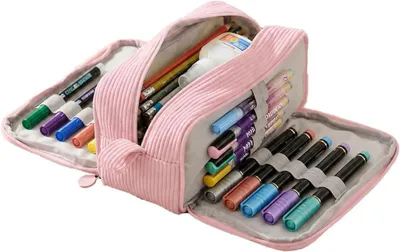 Imagen del producto de Estuche escolar de tela resistente, con 3 compartimentos, de 22,5 x 12 x 8 cm, ideal para llevar al colegio